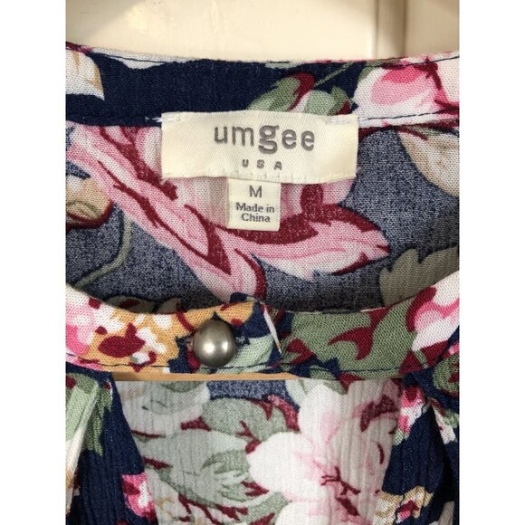Umgee Floral Tunic Top Womens M 3/4 Flare Sleeve Oversized Bloomcore Cottage - Picture 3 of 7